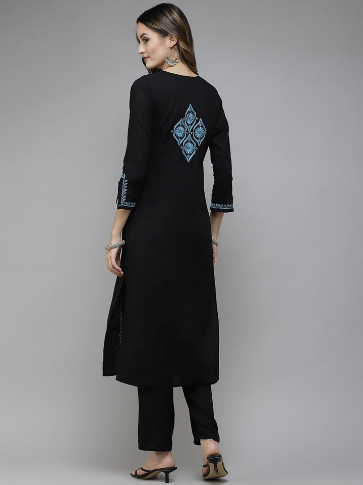 Black-Cotton-Lucknowi-Chikan-Kurta