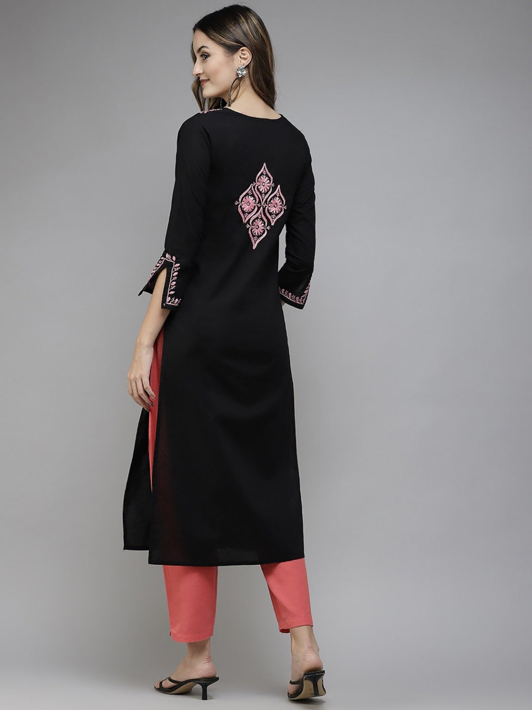 Black-Cotton-Lucknowi-Chikan-Kurta