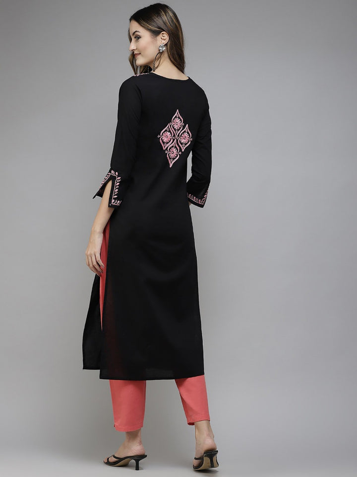 Black-Cotton-Lucknowi-Chikan-Kurta