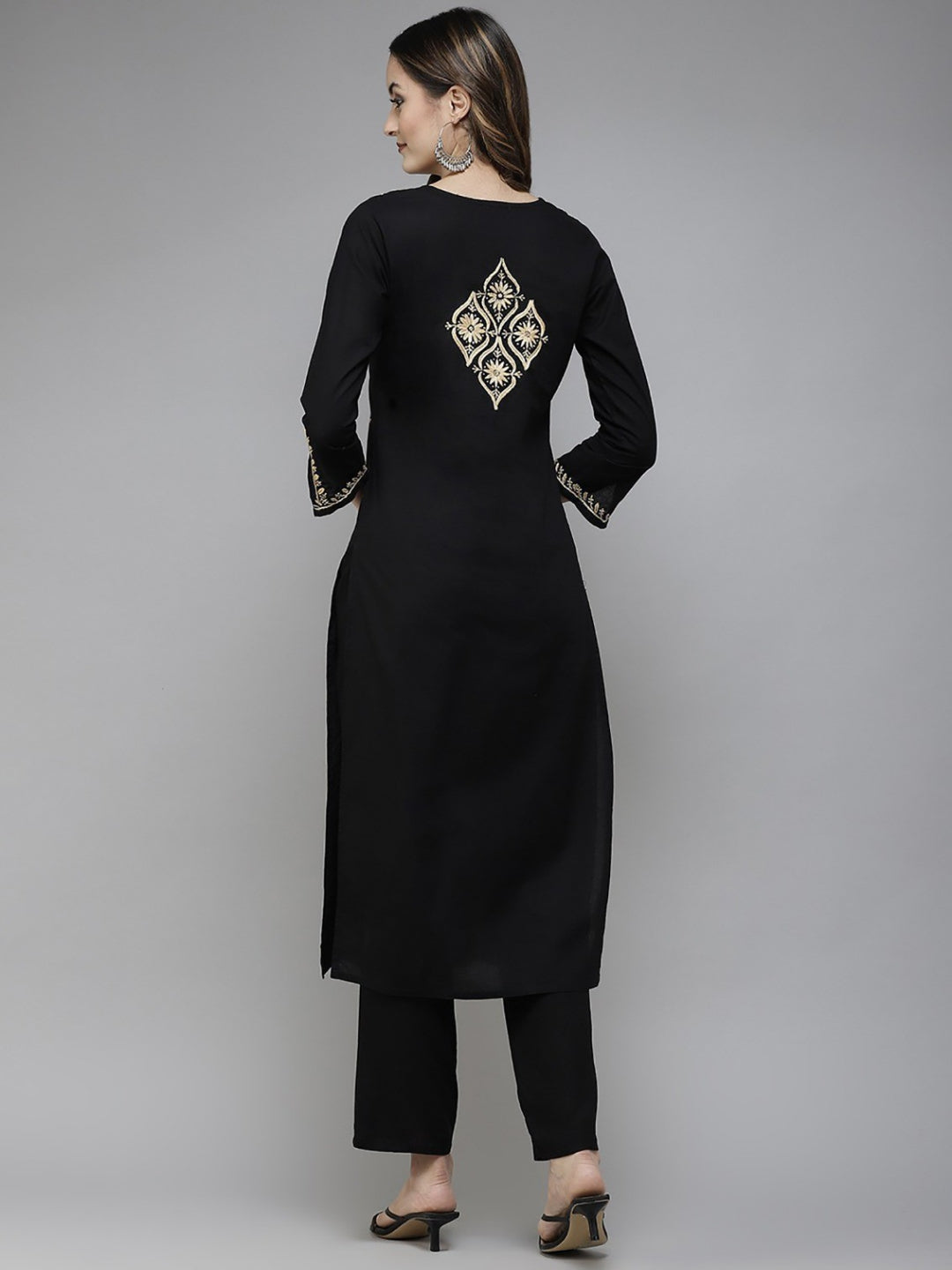 Black-Cotton-Lucknowi-Chikan-Kurta