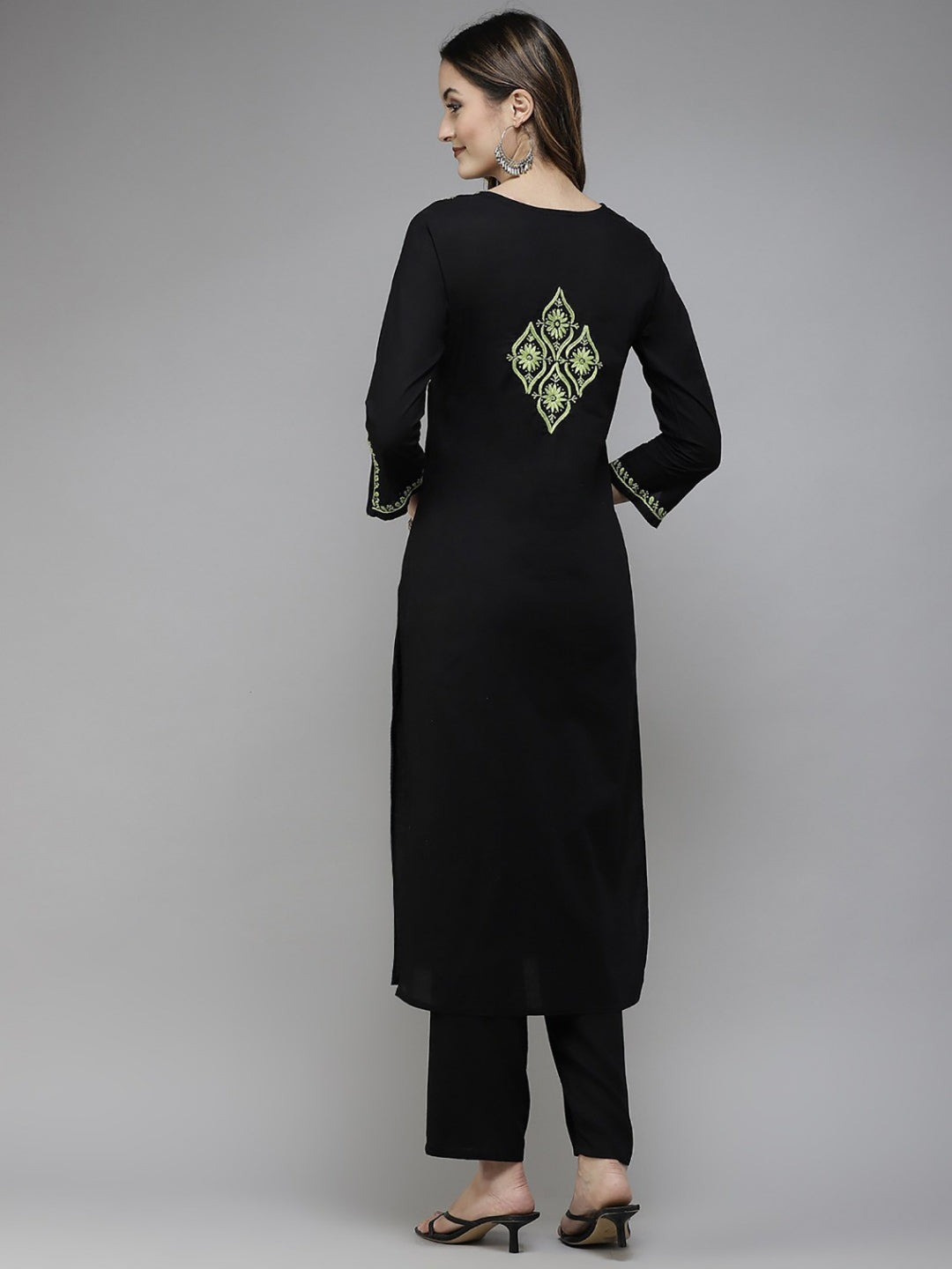 Black-Cotton-Lucknowi-Chikan-Kurta