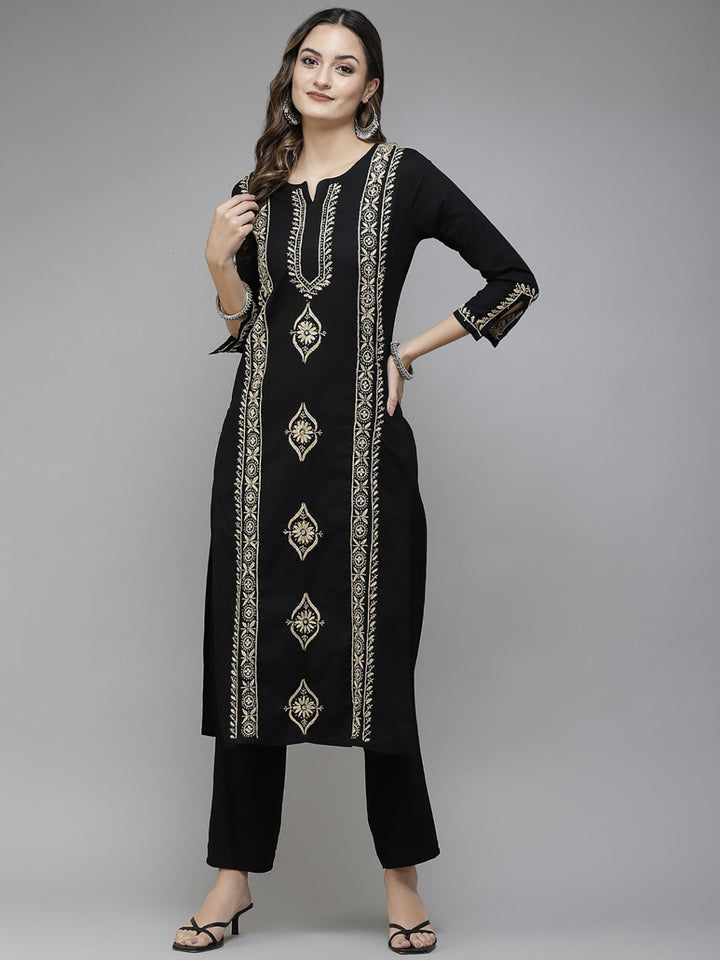 Black-Cotton-Lucknowi-Chikan-Kurta