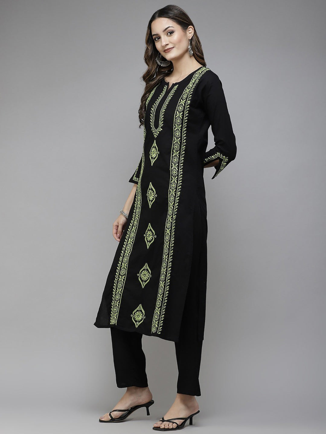 Black-Cotton-Lucknowi-Chikan-Kurta