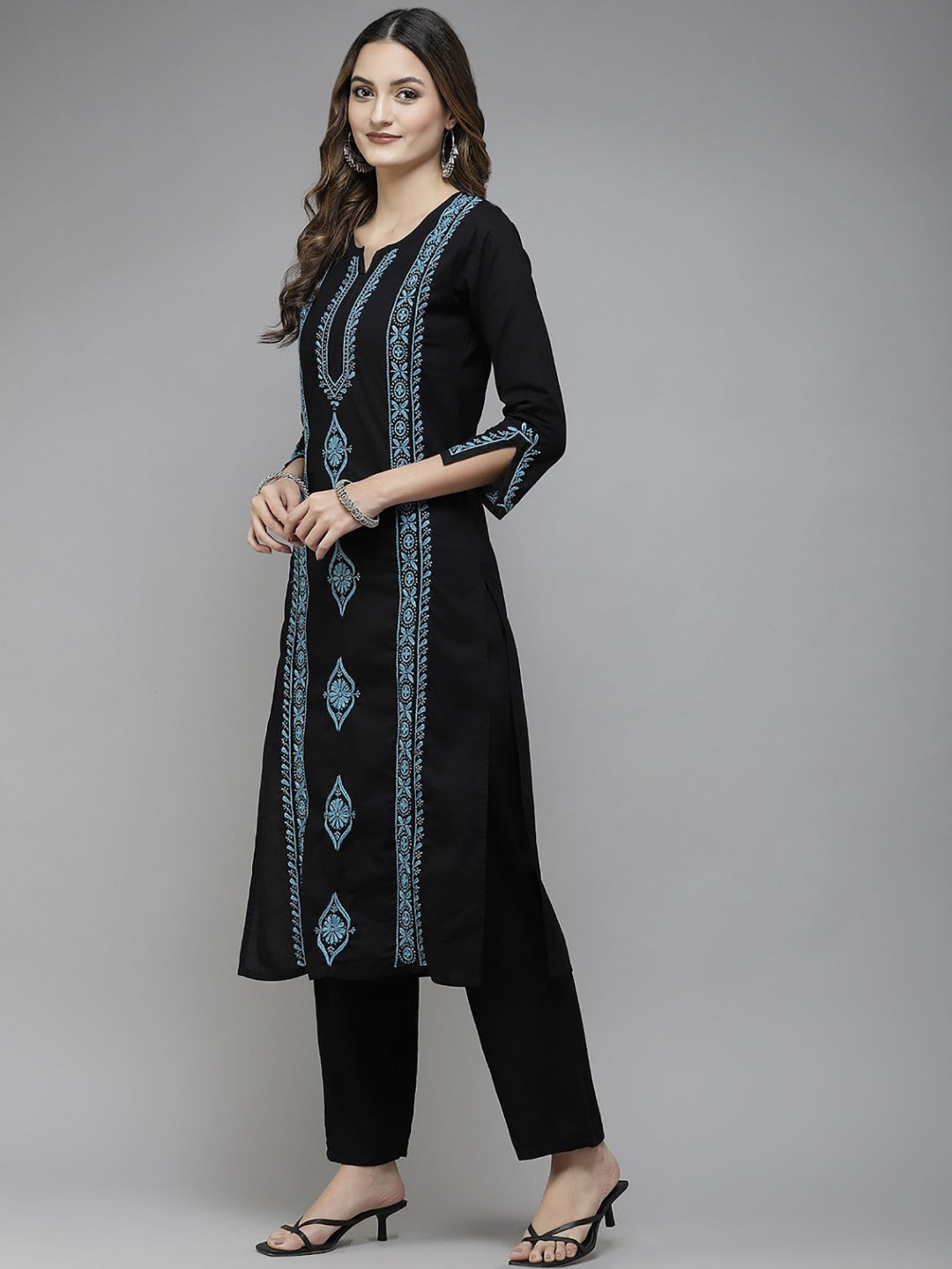 Black-Cotton-Lucknowi-Chikan-Kurta