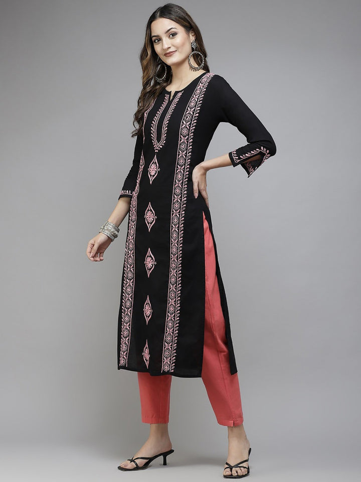 Black-Cotton-Lucknowi-Chikan-Kurta