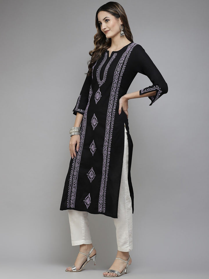 Black-Cotton-Lucknowi-Chikan-Kurta