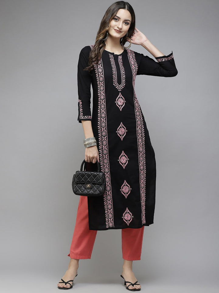 Black-Cotton-Lucknowi-Chikan-Kurta