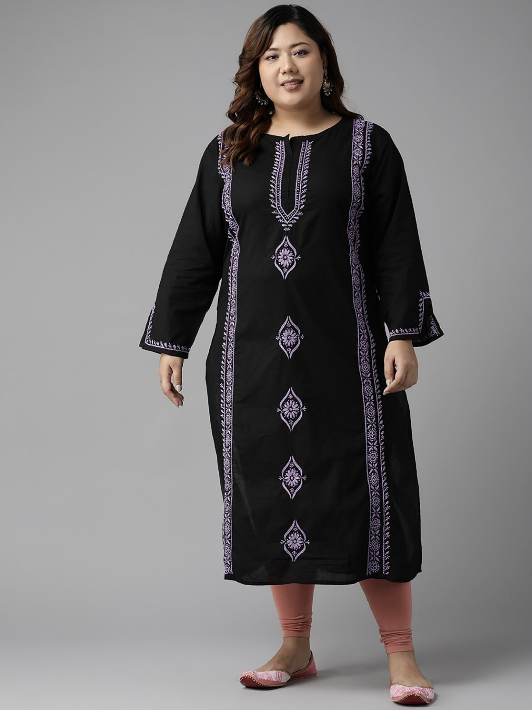 Black-Cotton-Lucknowi-Chikan-Kurta