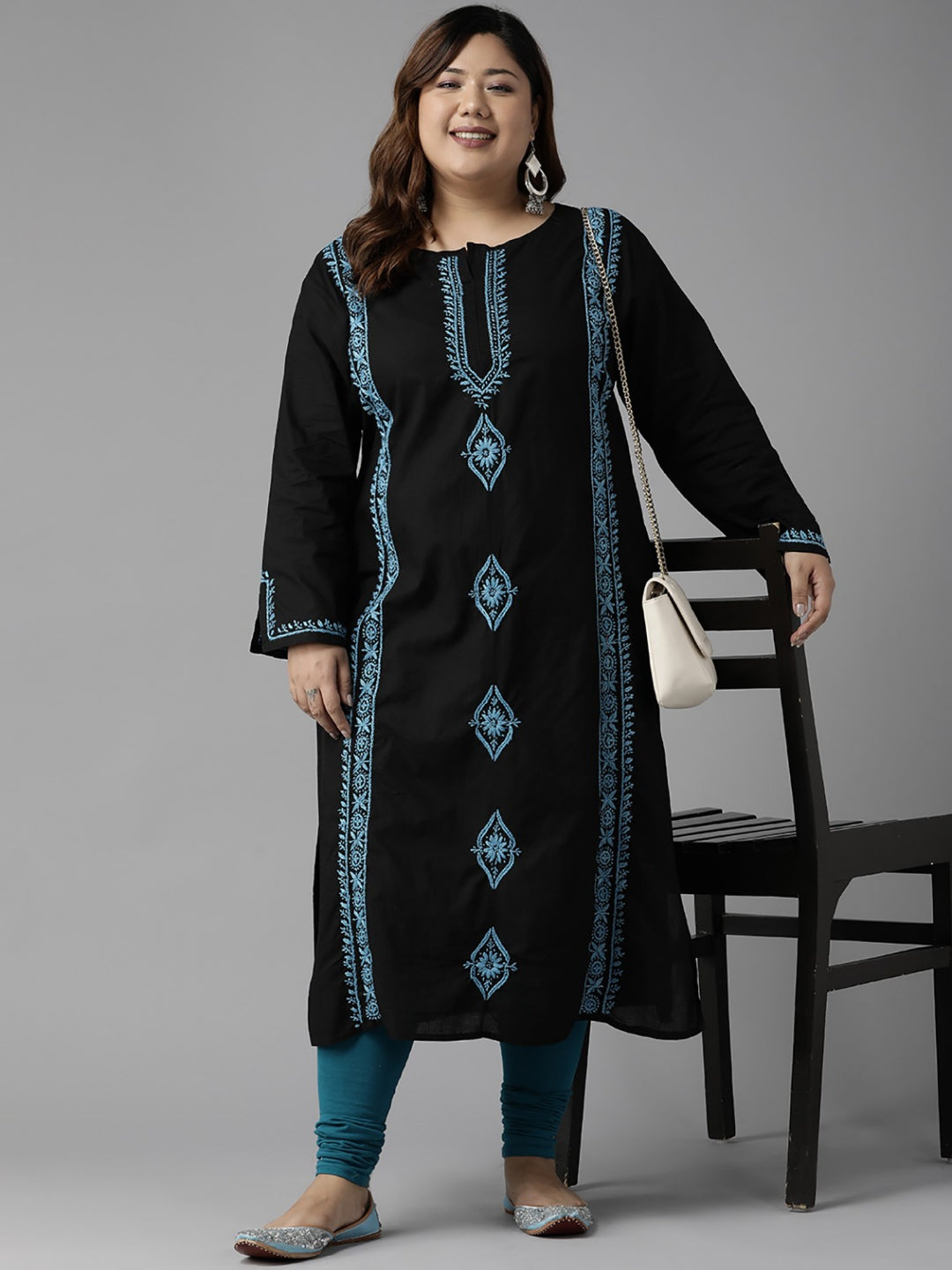 Black-Cotton-Lucknowi-Chikan-Kurta