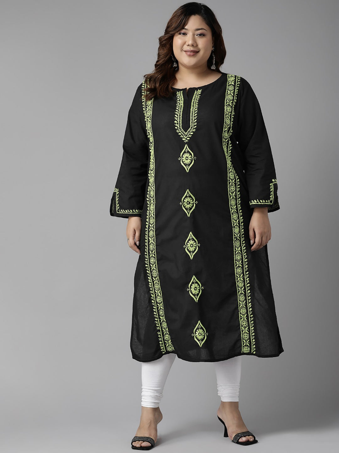 Black-Cotton-Lucknowi-Chikan-Kurta