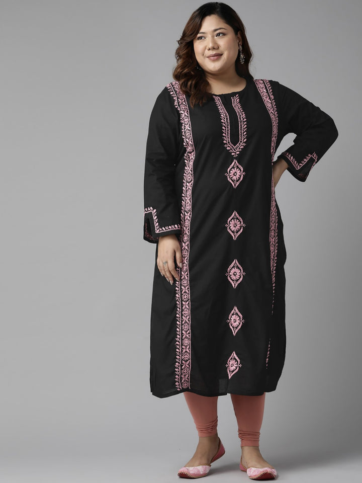 Black-Cotton-Lucknowi-Chikan-Kurta