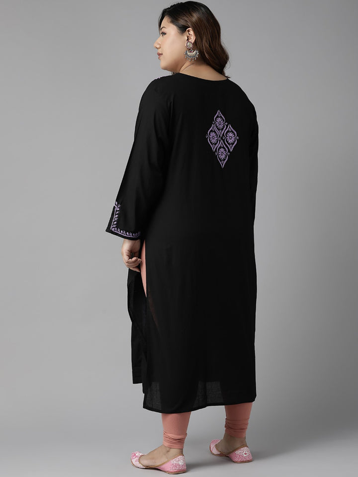 Black-Cotton-Lucknowi-Chikan-Kurta