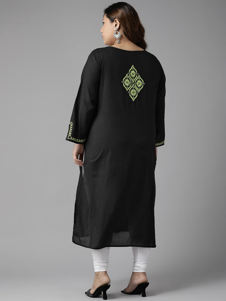 Black-Cotton-Lucknowi-Chikan-Kurta