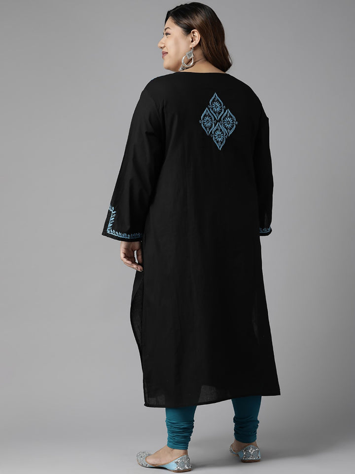 Black-Cotton-Lucknowi-Chikan-Kurta