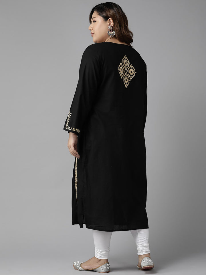 Black-Cotton-Lucknowi-Chikan-Kurta