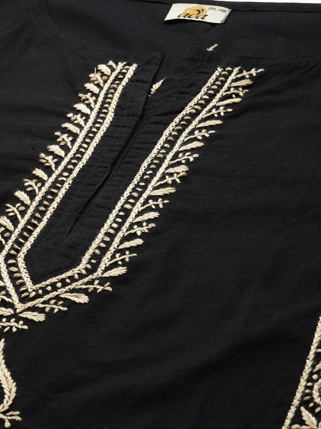 Black-Cotton-Lucknowi-Chikan-Kurta