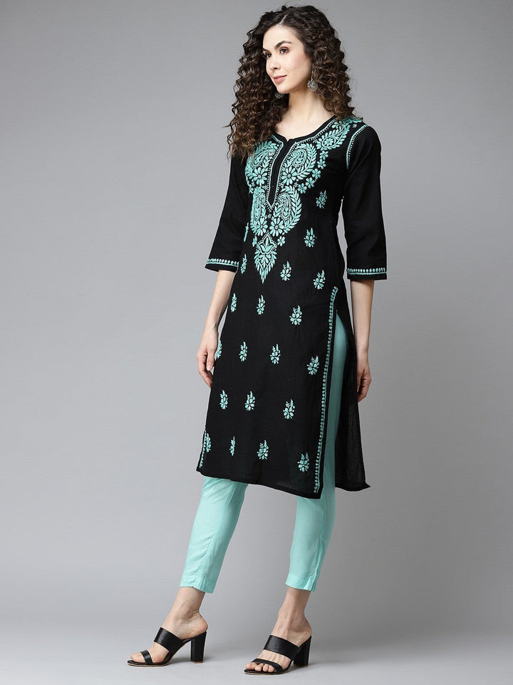 Black-Cotton-Lucknow-Chikankari-Kurta