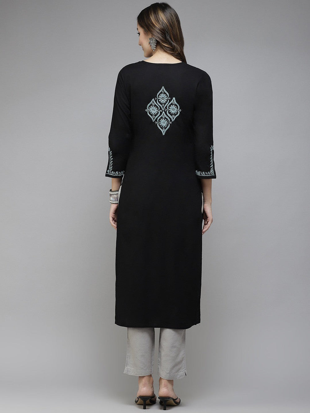 Black-Cotton-Lucknowi-Chikan-Kurta