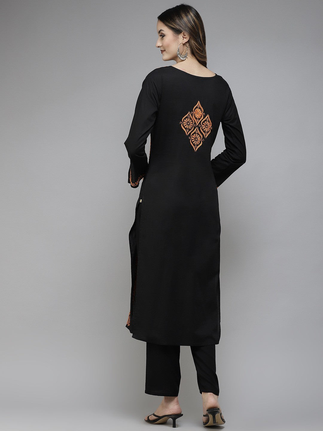 Black-Cotton-Lucknowi-Chikan-Kurta