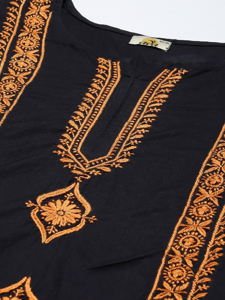 Black-Cotton-Lucknowi-Chikan-Kurta