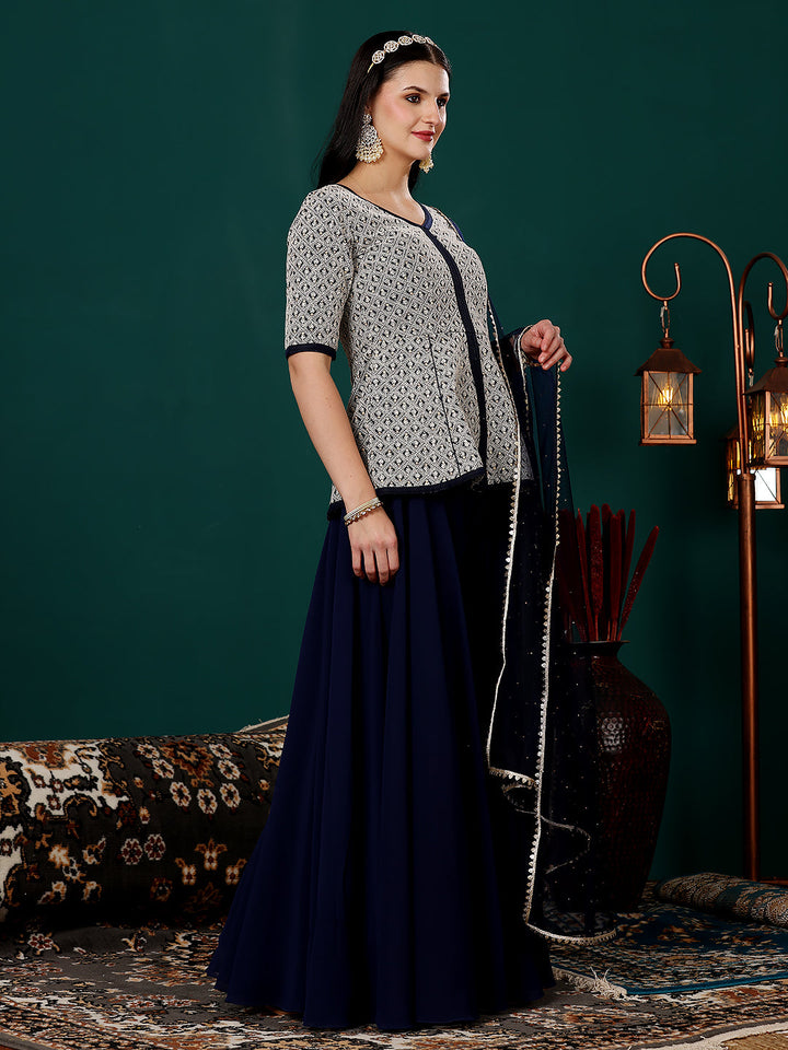 Blue-Art-Silk-&-Georgette-Embroidered-Sharara-Suit
