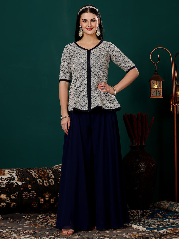 Blue-Art-Silk-&-Georgette-Embroidered-Sharara-Suit