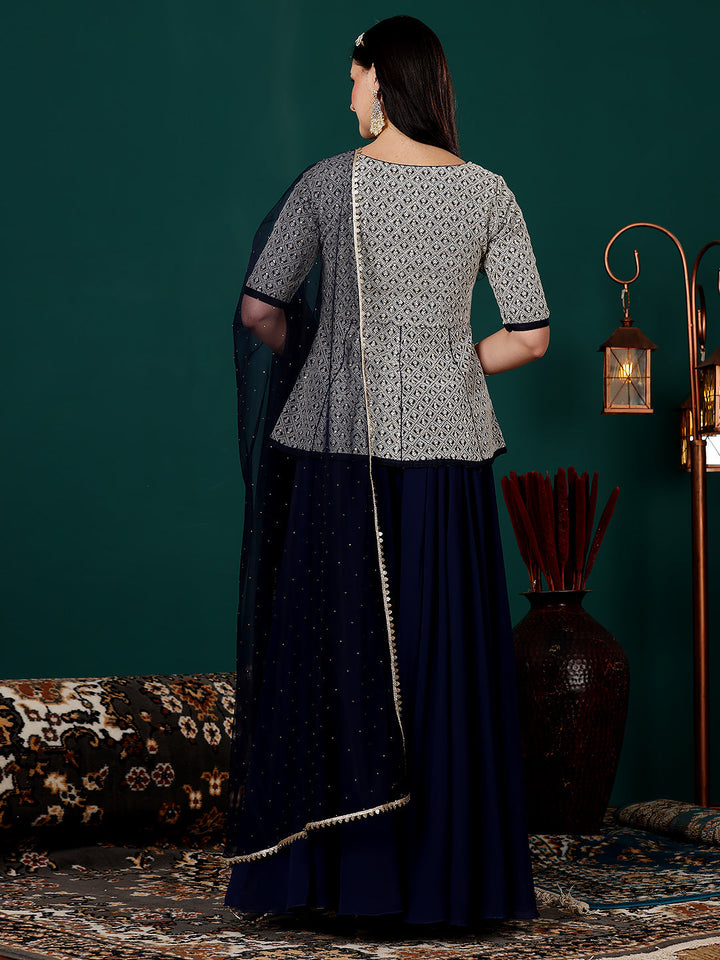 Blue-Art-Silk-&-Georgette-Embroidered-Sharara-Suit