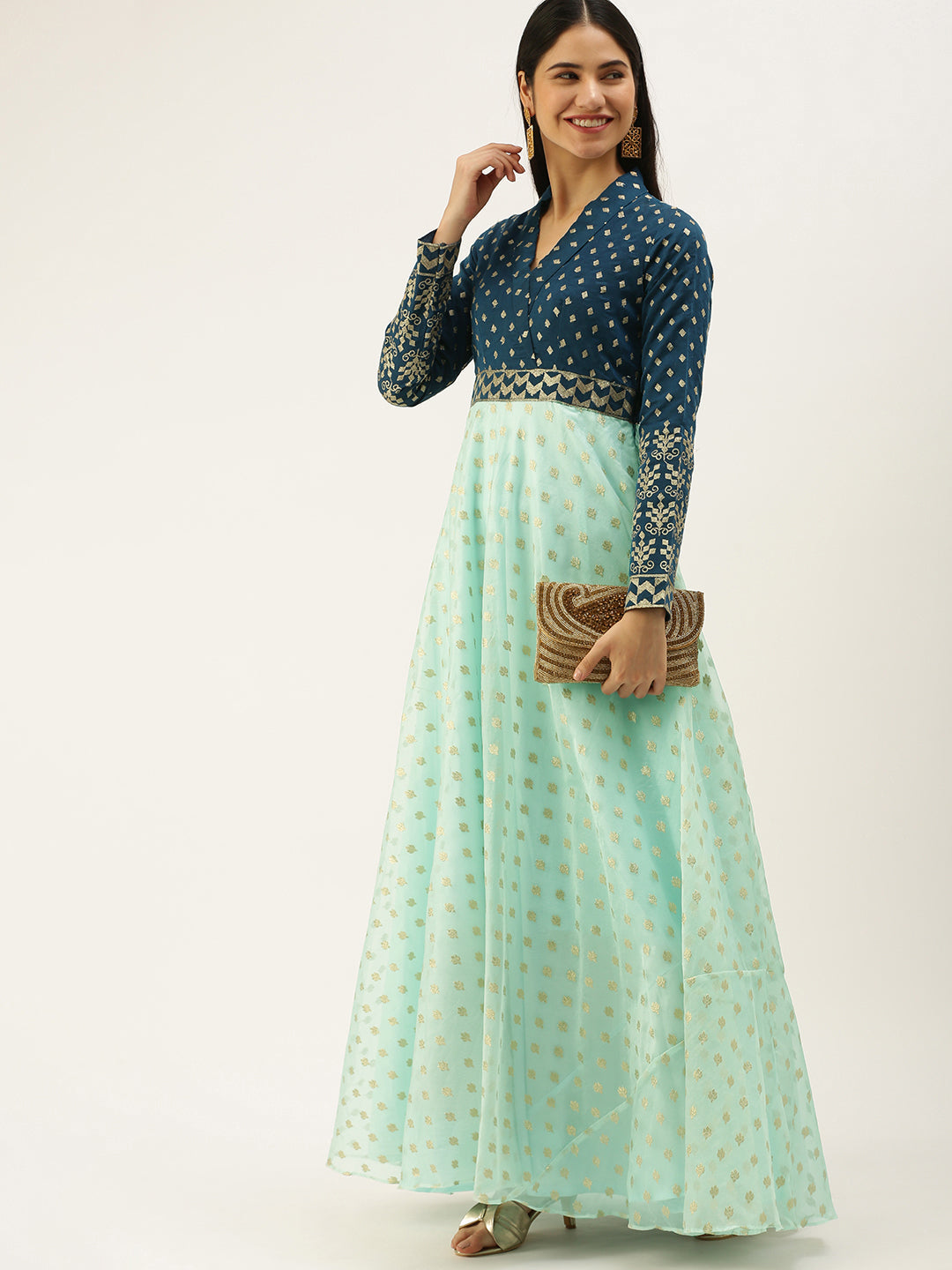 Blue-Chanderi-Art-Silk-Gown