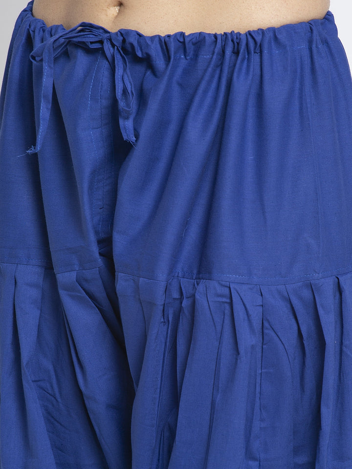 Blue Cotton Solid Cotton Salwar Pant
