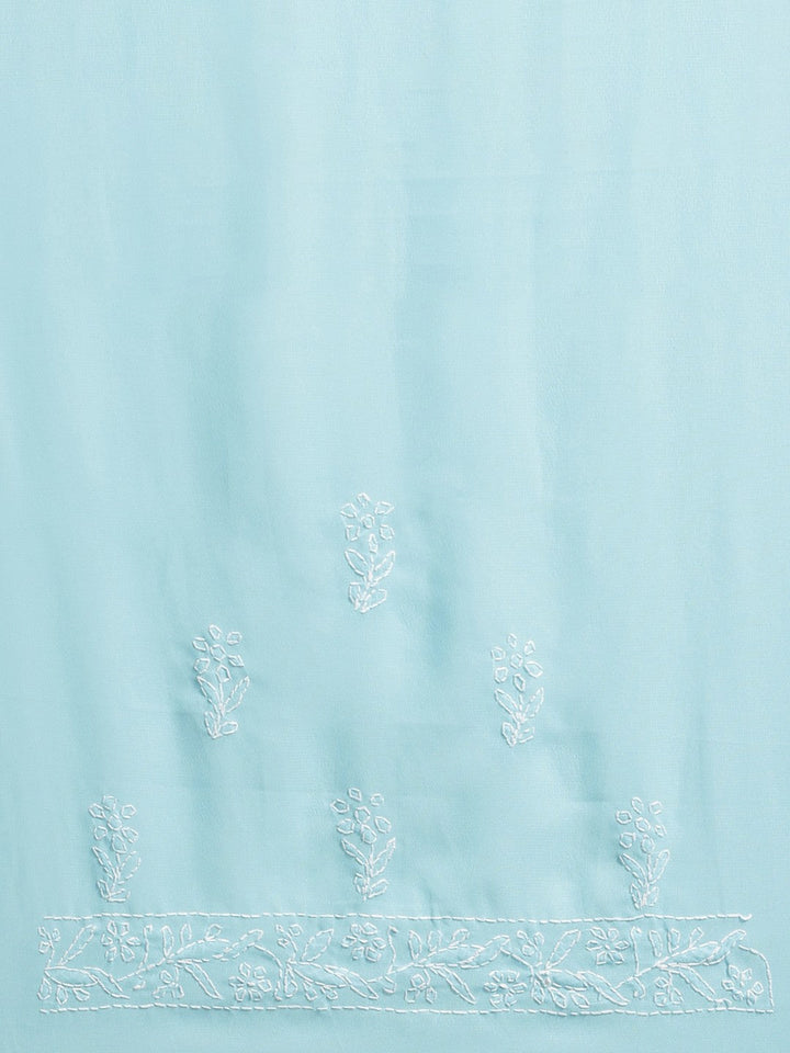 Blue-Embroidered-Saree-With-Blouse