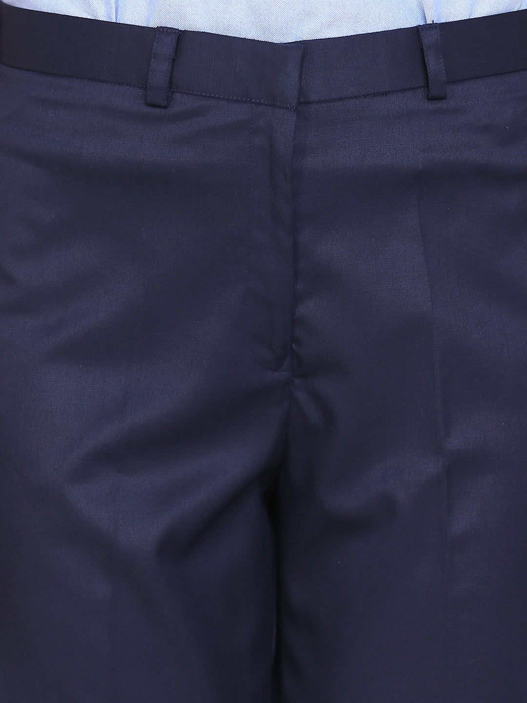 Blue Poly Cotton Formal Trouser