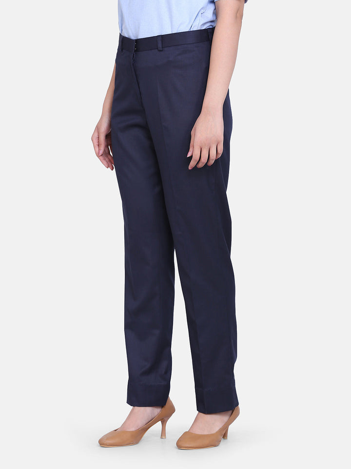 Blue Poly Cotton Formal Trouser