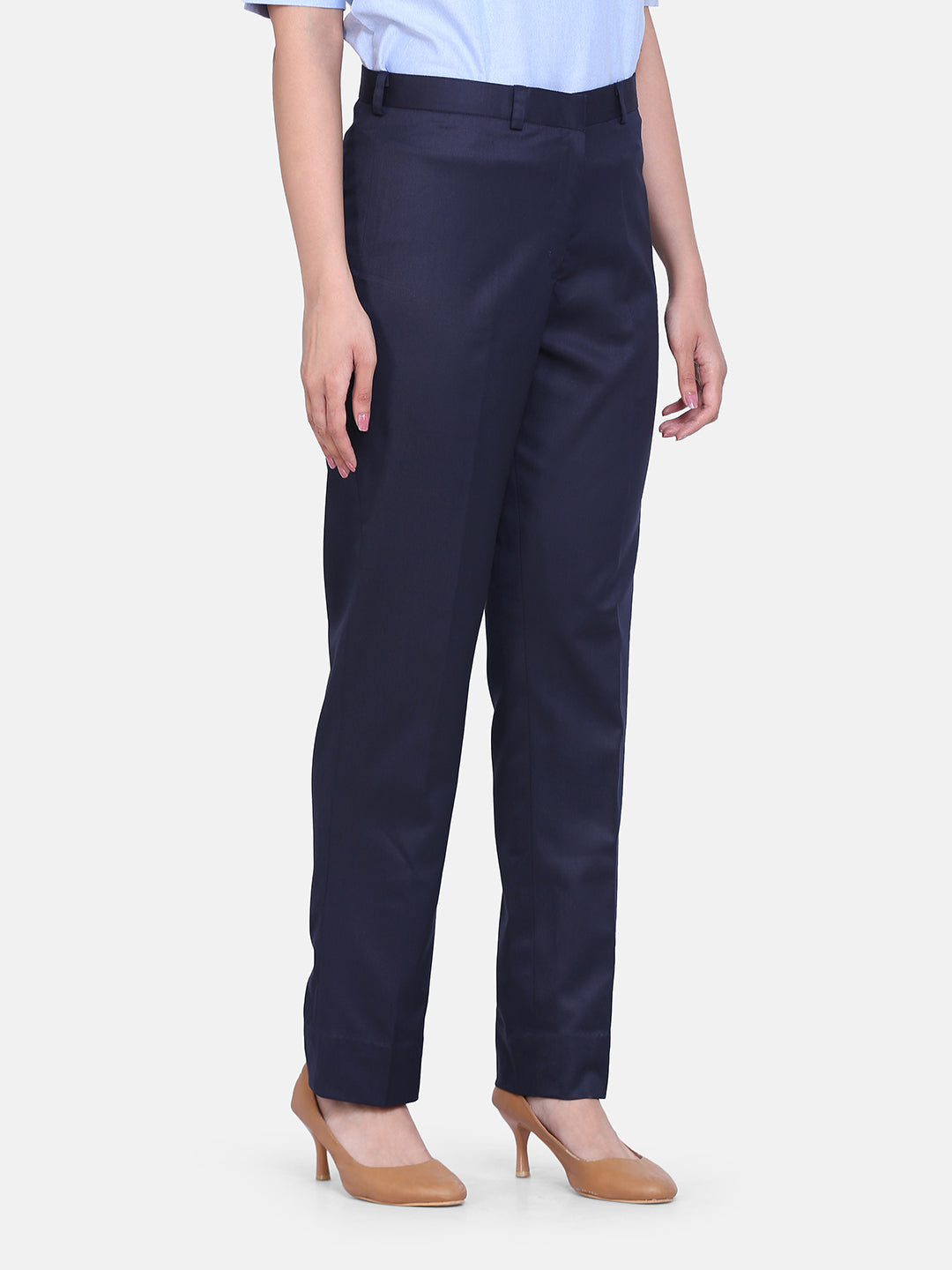 Blue Poly Cotton Formal Trouser