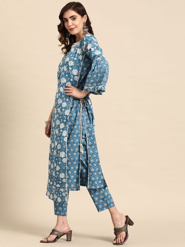 Blue-Printed-Regular-Thread-Work-Cotton-3-Piece-Kurta-Set