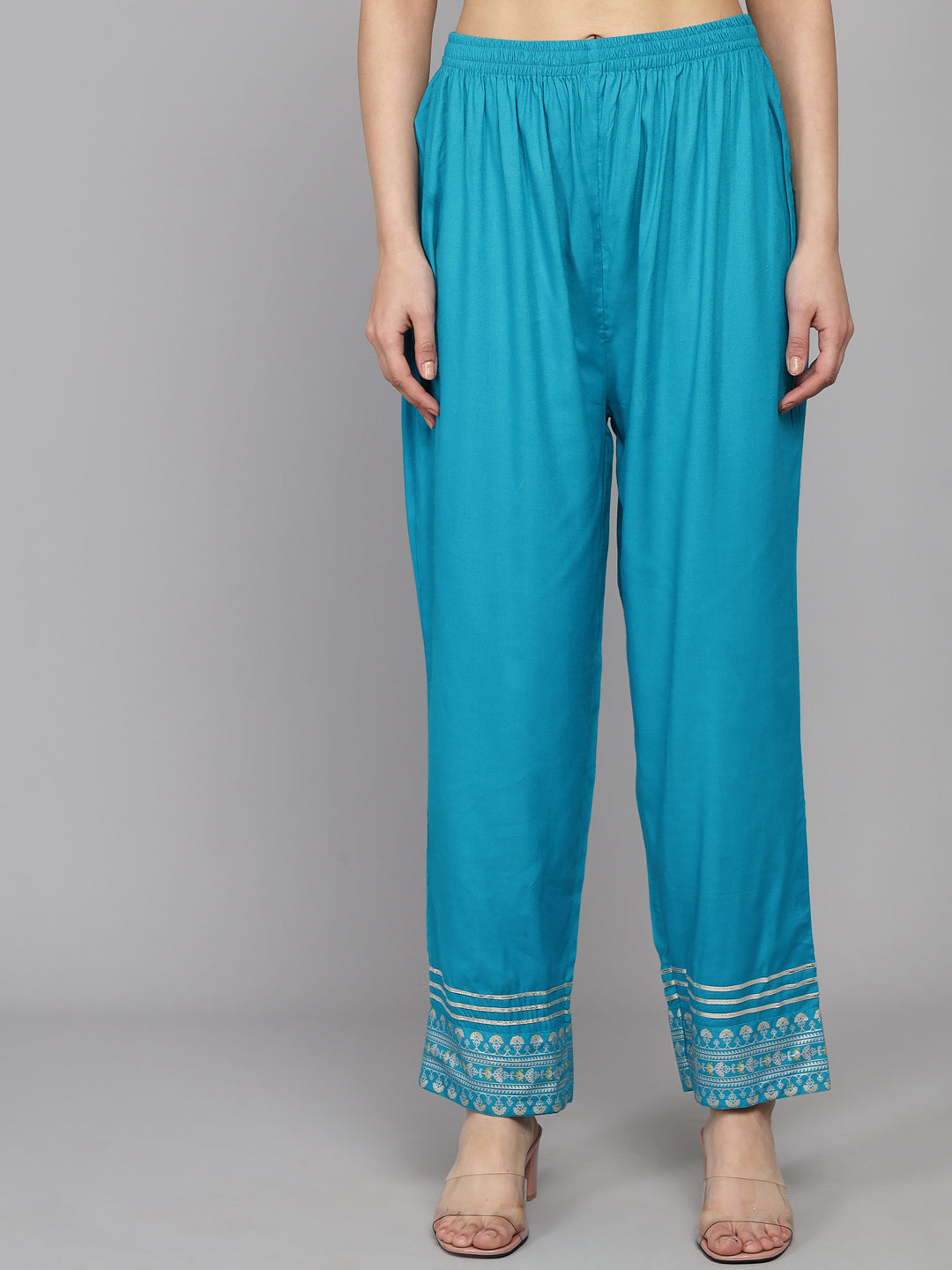 Blue Rayon Kurta With Trousers With Dupatta