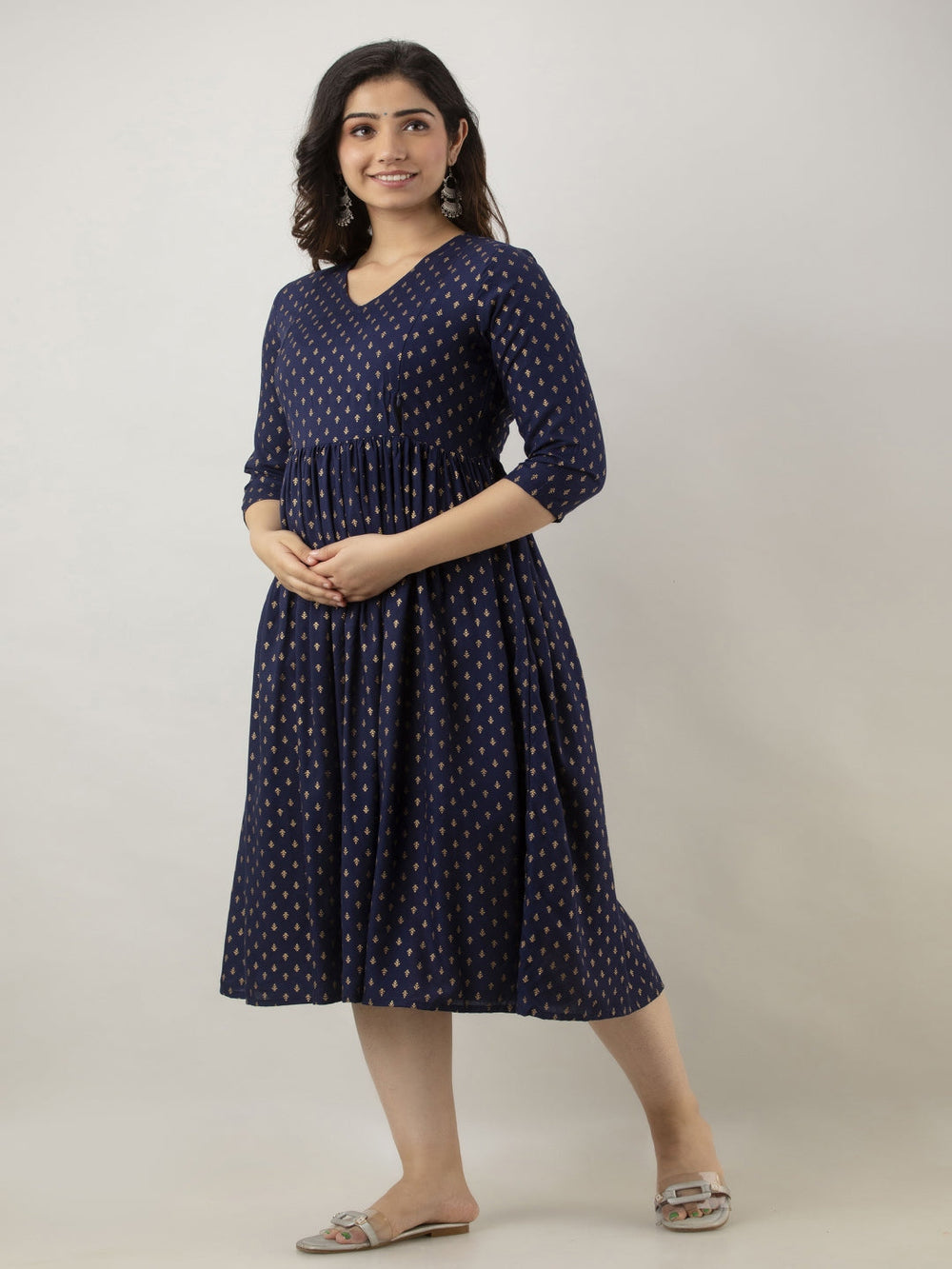 Blue-Rayon-Maternity-&-Feeding-Kurta