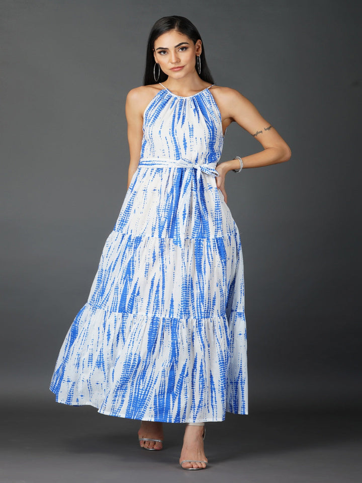 Blue-Shibori-Print-Tiered-Dress