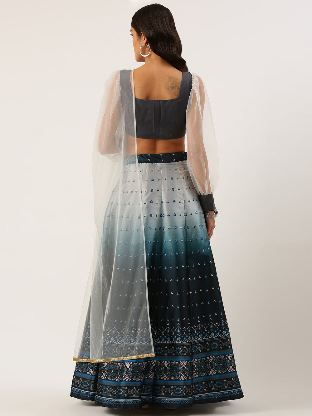 Blue-Taffeta-Digital-Print-Kali-Lehenga-Set