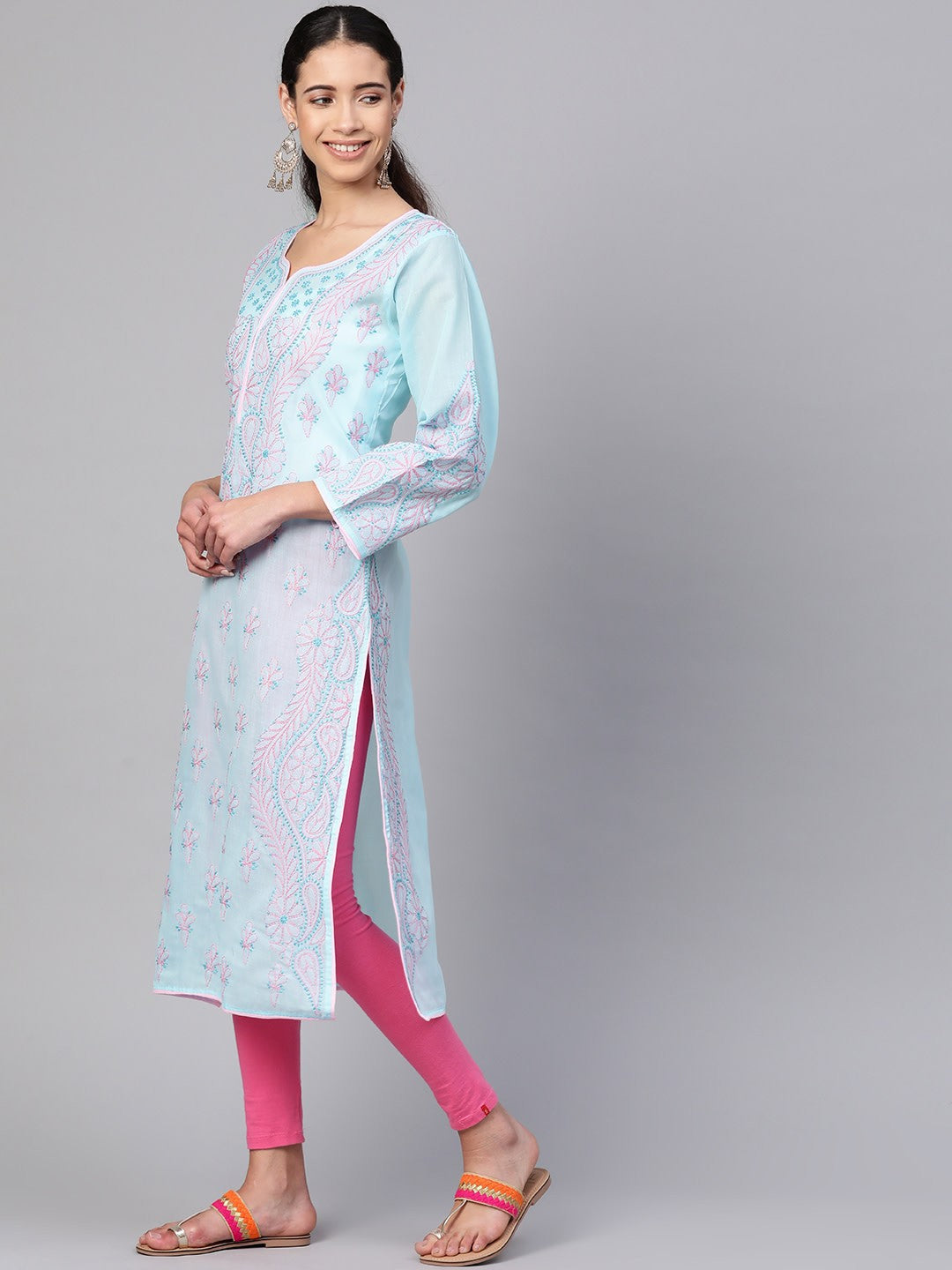 Blue-Cotton-Lucknow-Chikankari-Kurti