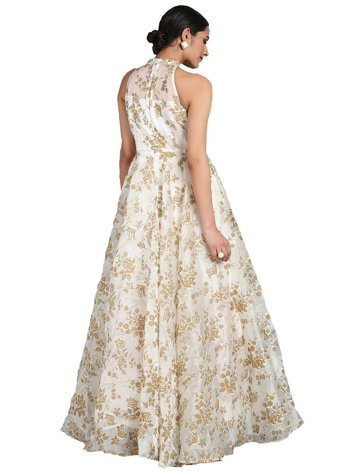 Bollywood-Vogue-Organza-White-Printed-Gown