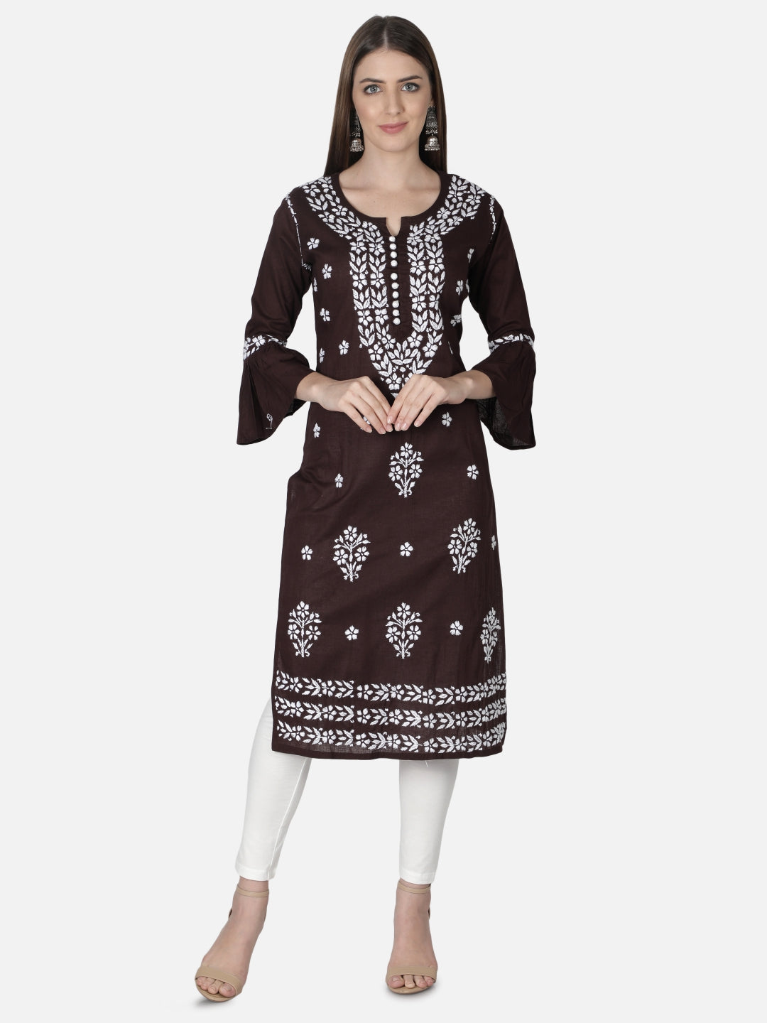 Brown-Cotton-Lucknowi-Chikan-Kurti