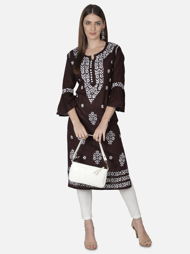 Brown-Cotton-Lucknowi-Chikan-Kurti