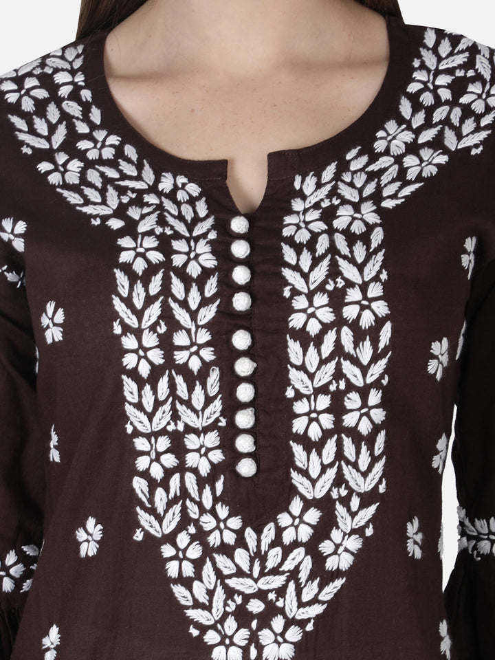 Brown-Cotton-Lucknowi-Chikan-Kurti