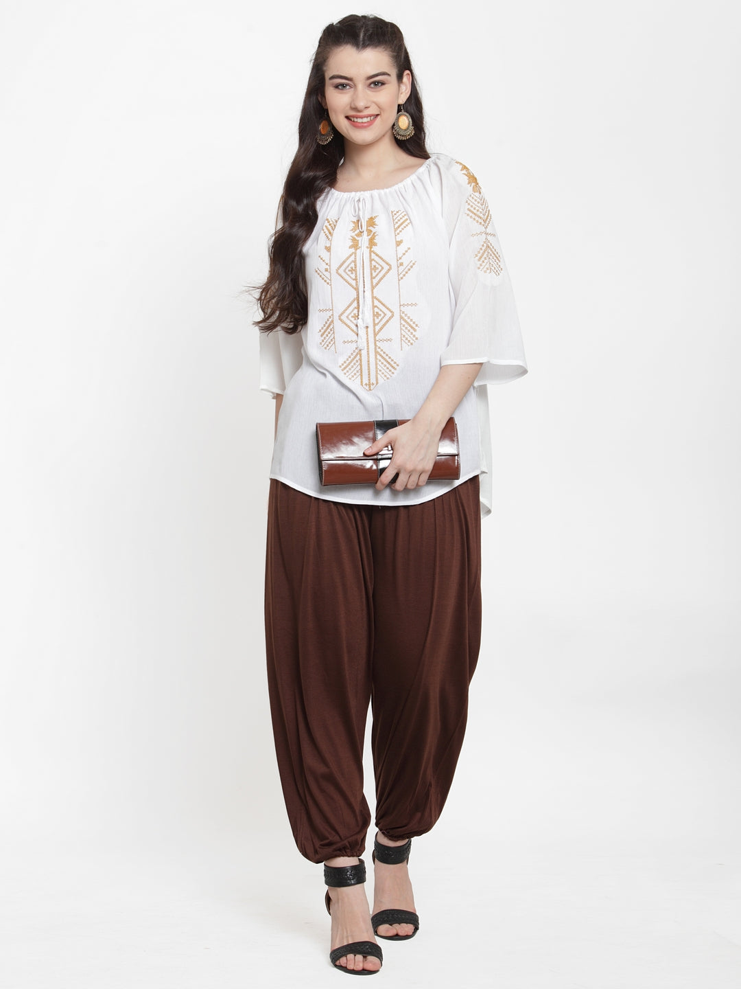 Brown Modern Lycra Persian Harem Pant
