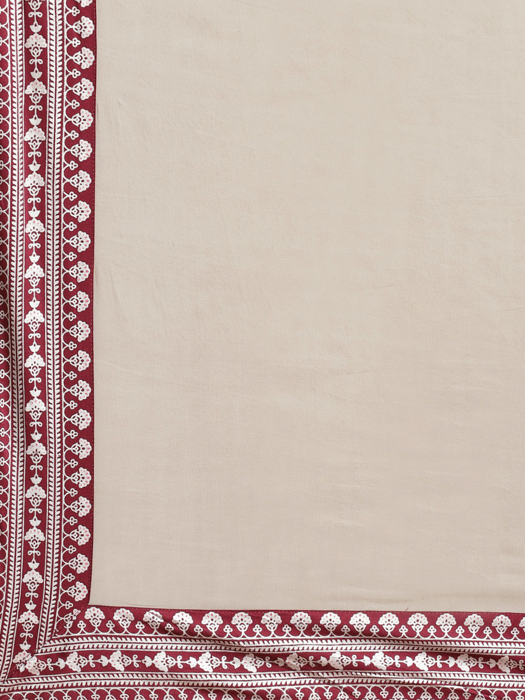 Burgundy Printed Mirror Work Kurta Set & Dupatta