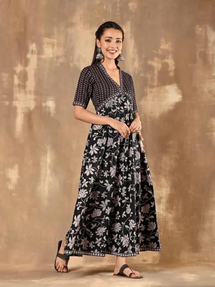 Black-Bandhani-Inspired-Floral-Dress