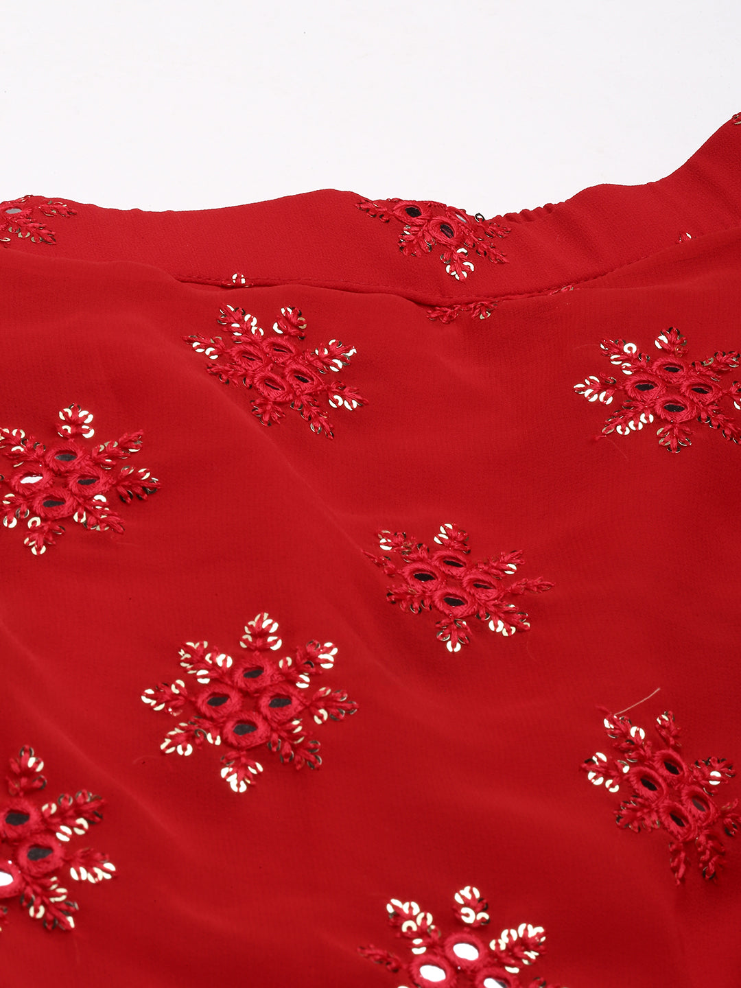 Cardinal Red Georgette Draped Lehenga Set