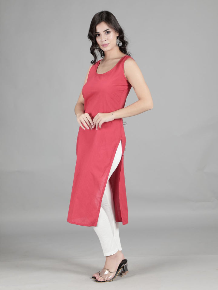 Carrot Pink Cotton Long Slip for Chikan Kurta