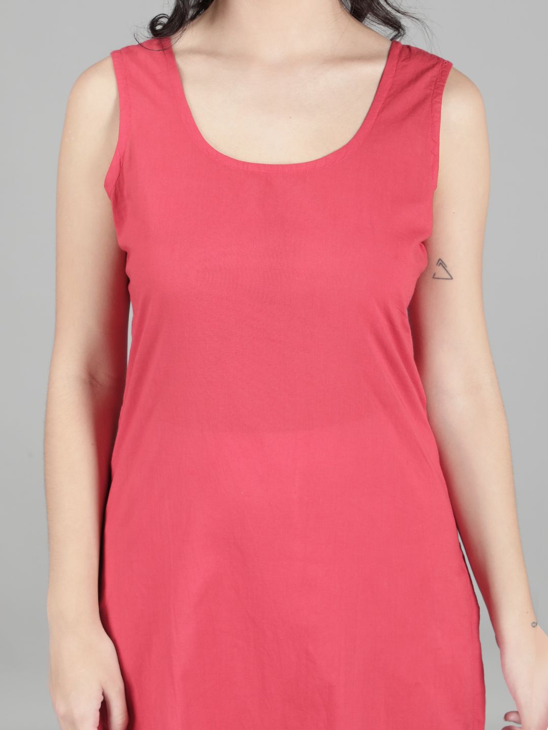 Carrot Pink Cotton Long Slip for Chikan Kurta