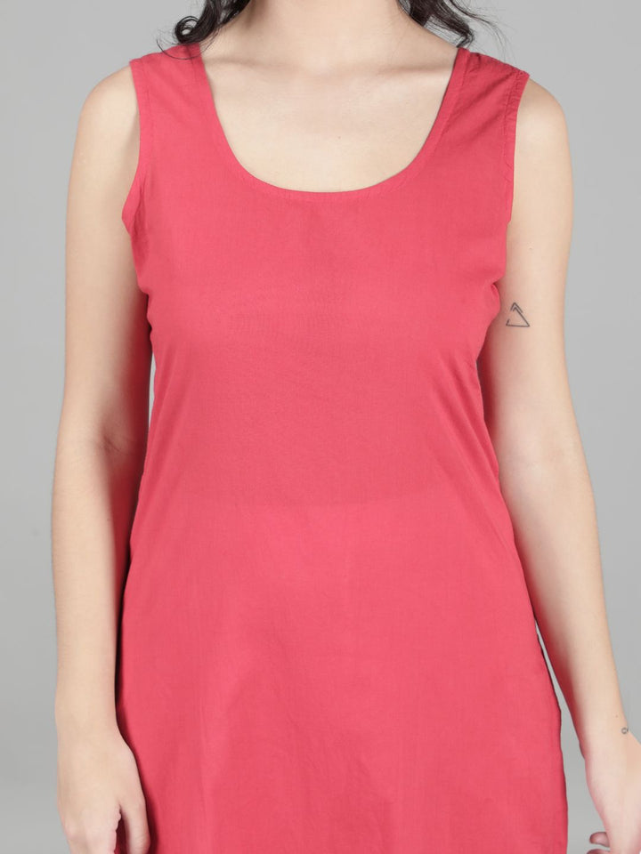 Carrot Pink Cotton Long Slip for Chikan Kurta